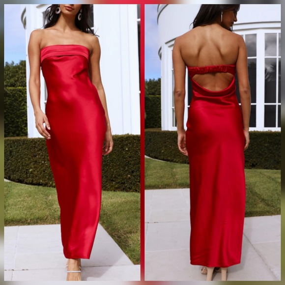 open lace back dress Hello Molly Make Them Stop & Stare Dress Red – WMIYHire main image 1